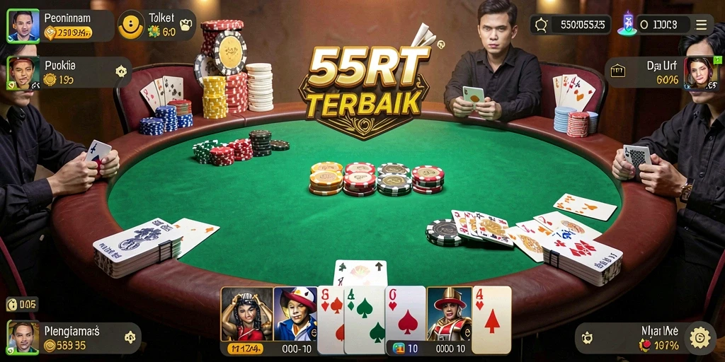 Tampilan menarik dari gameplay Poker di 55RT.
