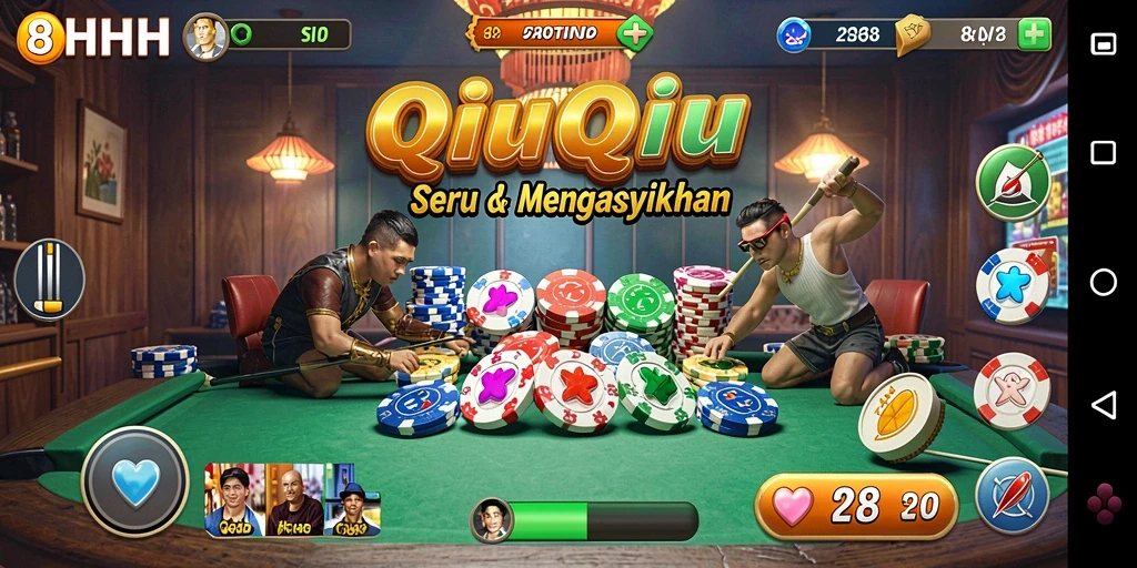 Gameplay QiuQiu yang seru dan kompetitif di 8HHH.