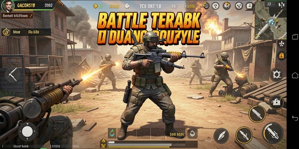 Tampilan gameplay GACOR518 yang mendebarkan dan penuh aksi Battle Royale.