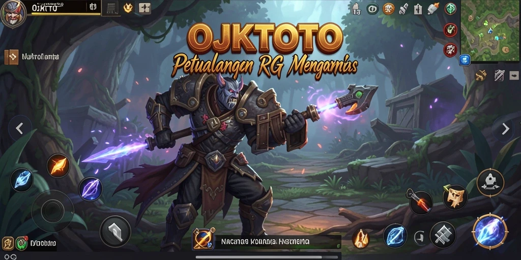 Tangkapan layar utama OJKTOTO menampilkan pertarungan RPG yang seru.